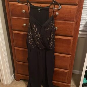 Strapless Black Lace-Detail Dress